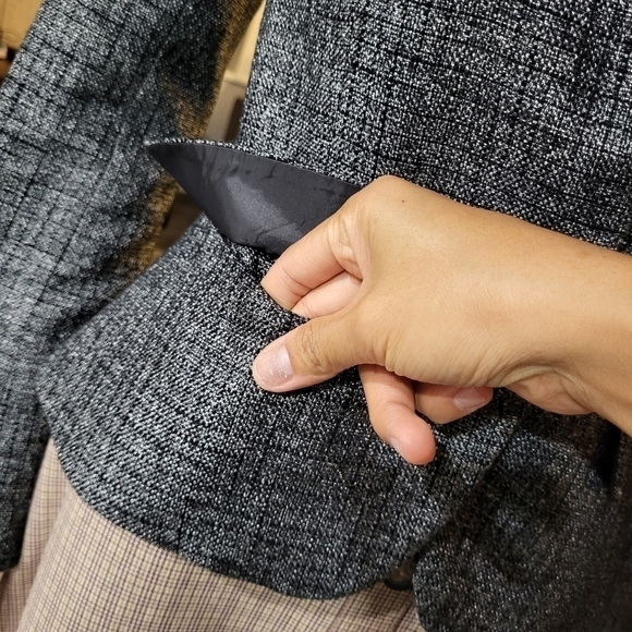 MICHEL KLEIN - Women Loft Gray Blazer Cotton Blend Button front - Picture 9 of 14